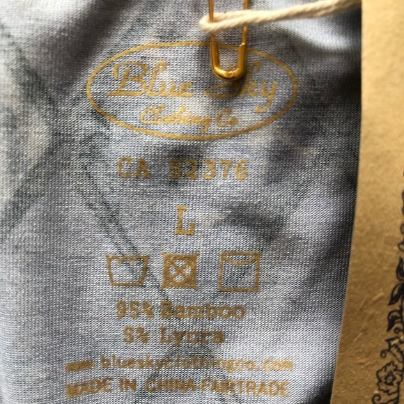 BLUE SKY Bamboo cross over neckline,purple blue diamond print blouse LARGE NWT - Picture 6 of 13